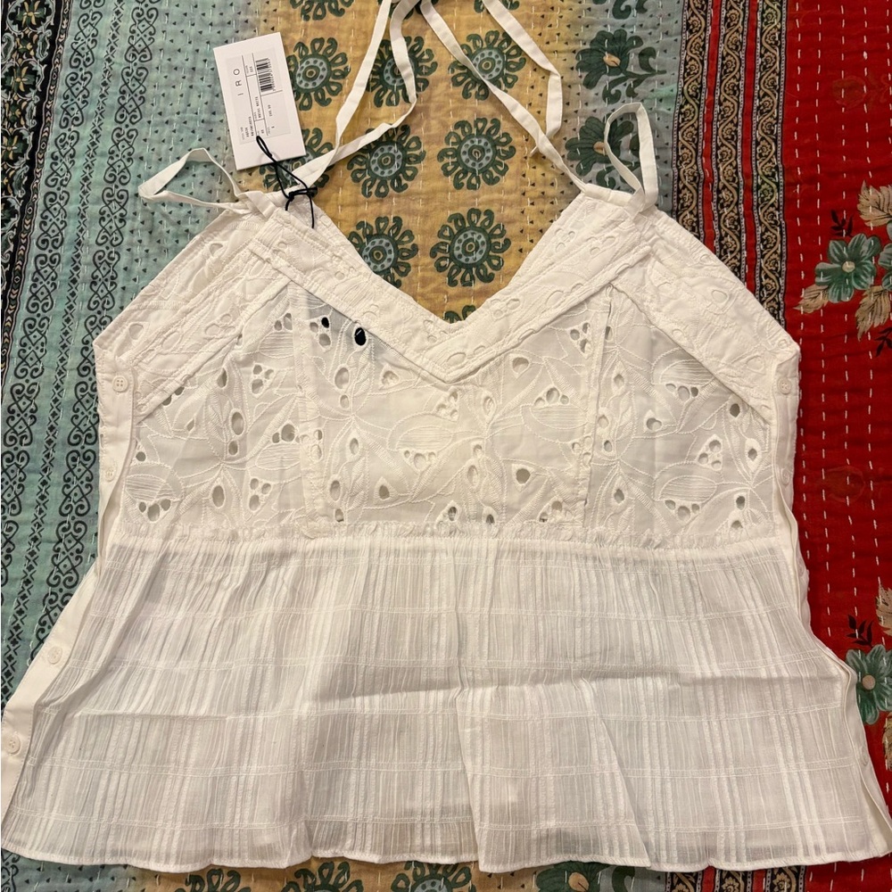 IRO White Eyelet Camisole Top